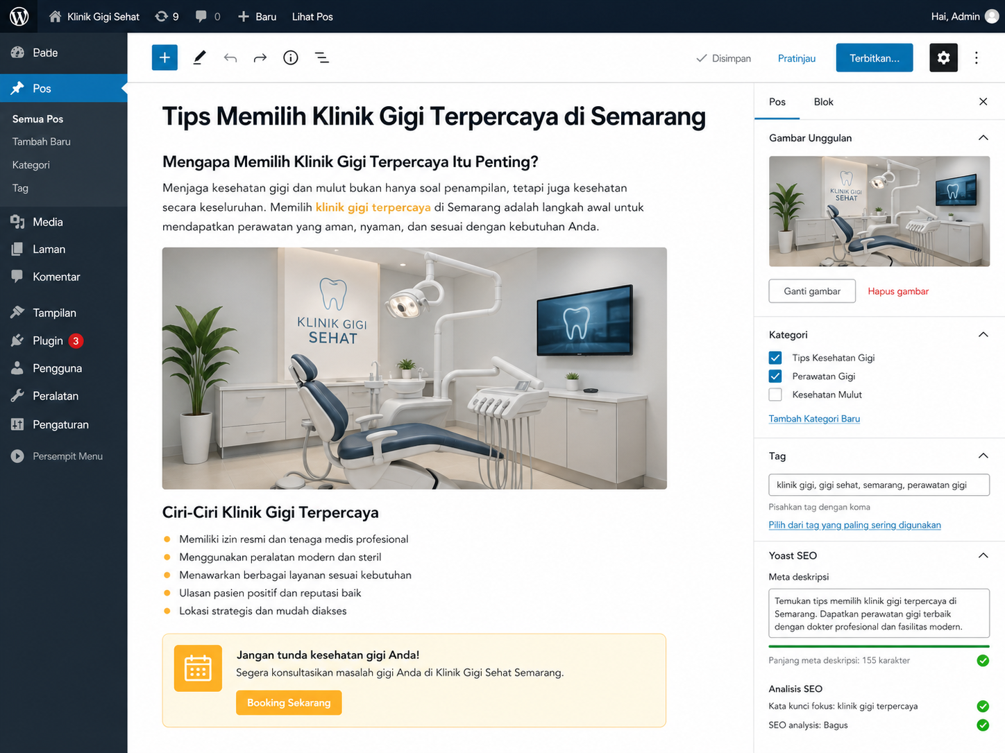 Preview artikel SEO 1500 kata yang dihasilkan AutoArtikel di WordPress
