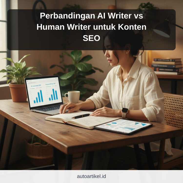 Perbandingan AI Writer vs Human Writer untuk Konten SEO ilustrasi