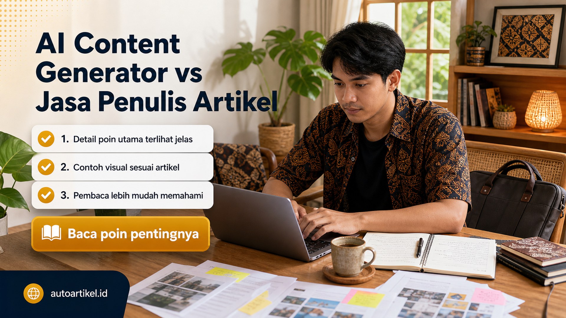 Ilustrasi auto artikel - AI Content Generator vs Jasa Penulis Artikel