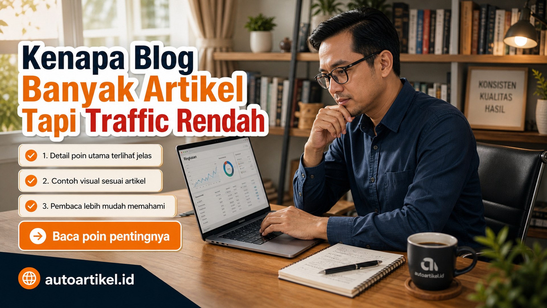Ilustrasi auto artikel - Kenapa Blog Banyak Artikel Tapi Traffic Rendah