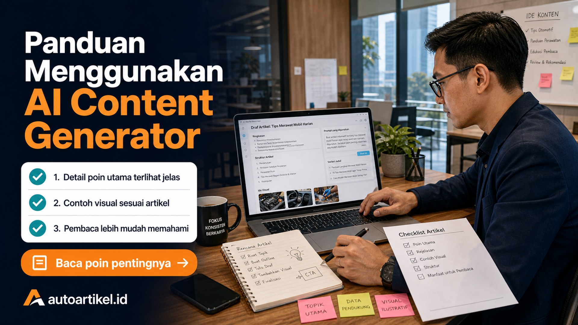 Ilustrasi auto artikel - Panduan Menggunakan AI Content Generator