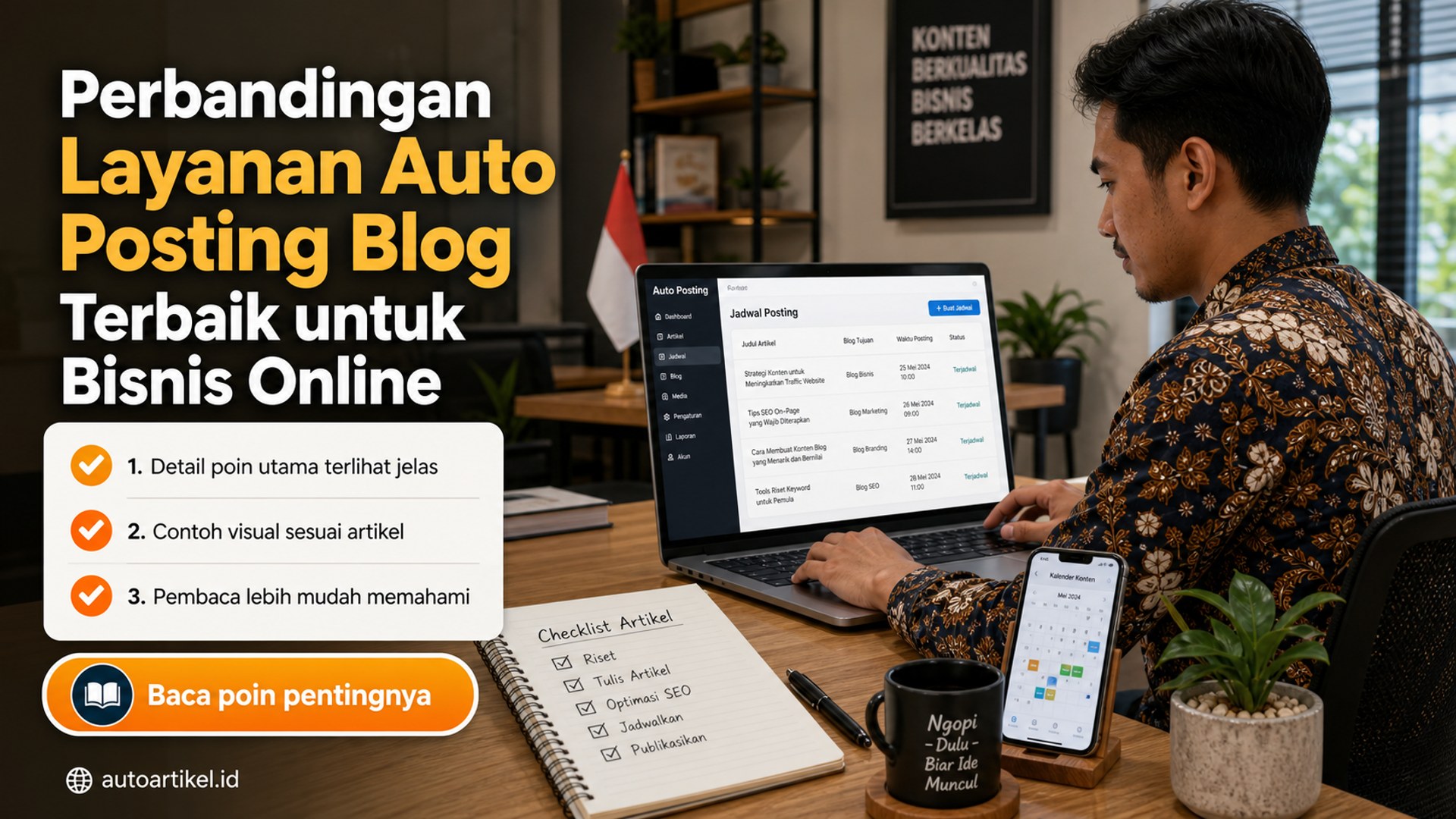Ilustrasi auto artikel - Perbandingan Layanan Auto Posting Blog Terbaik untuk Bisnis Online