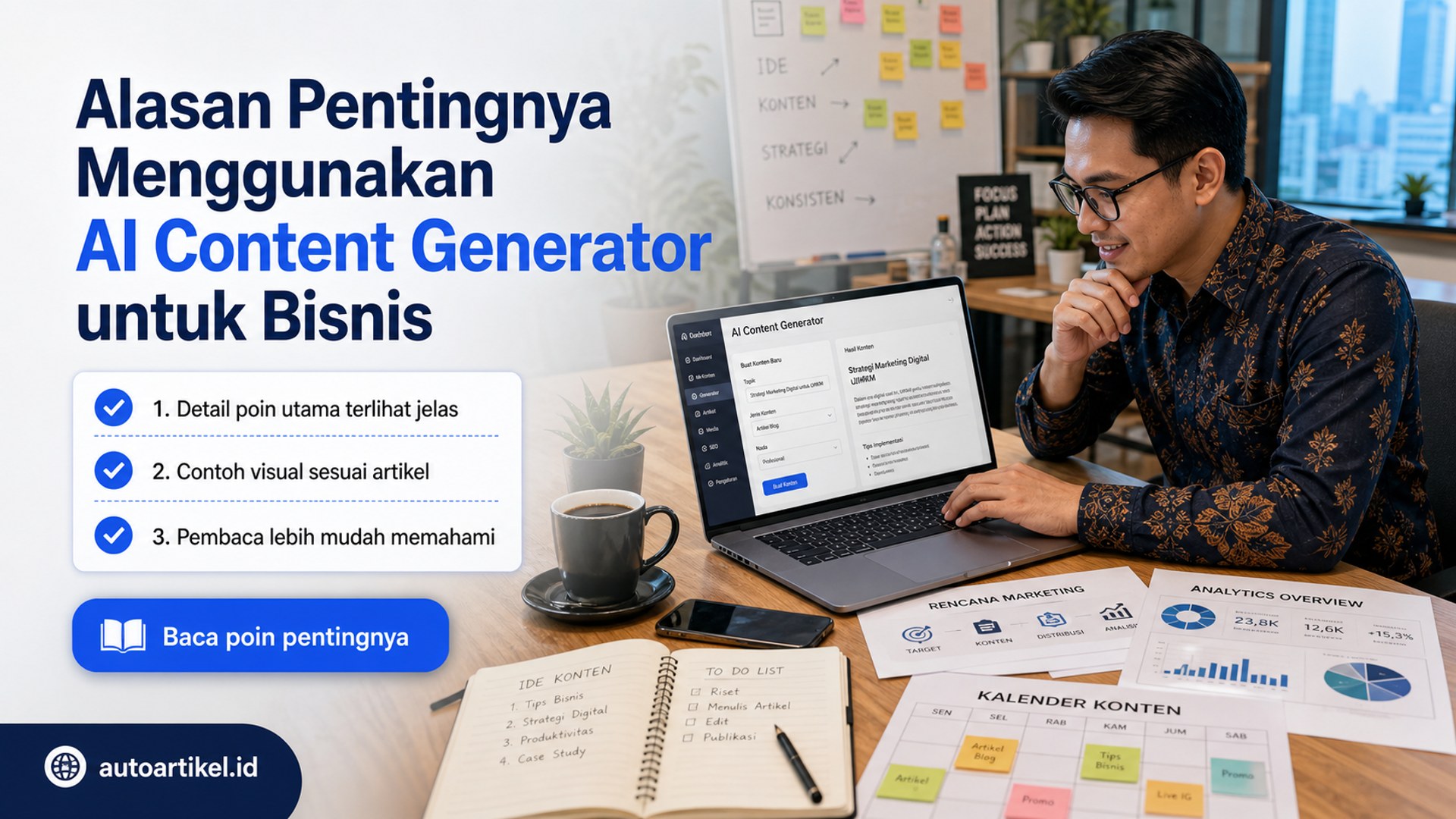 Ilustrasi auto artikel - Alasan Pentingnya Menggunakan AI Content Generator untuk Bisnis