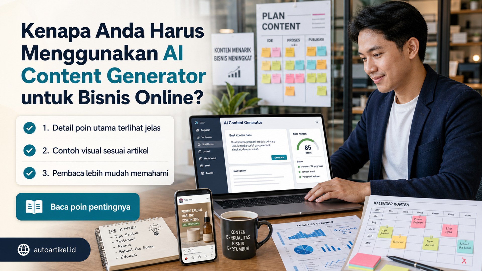 Ilustrasi auto artikel - Kenapa Anda Harus Menggunakan AI Content Generator untuk Bisnis Online?