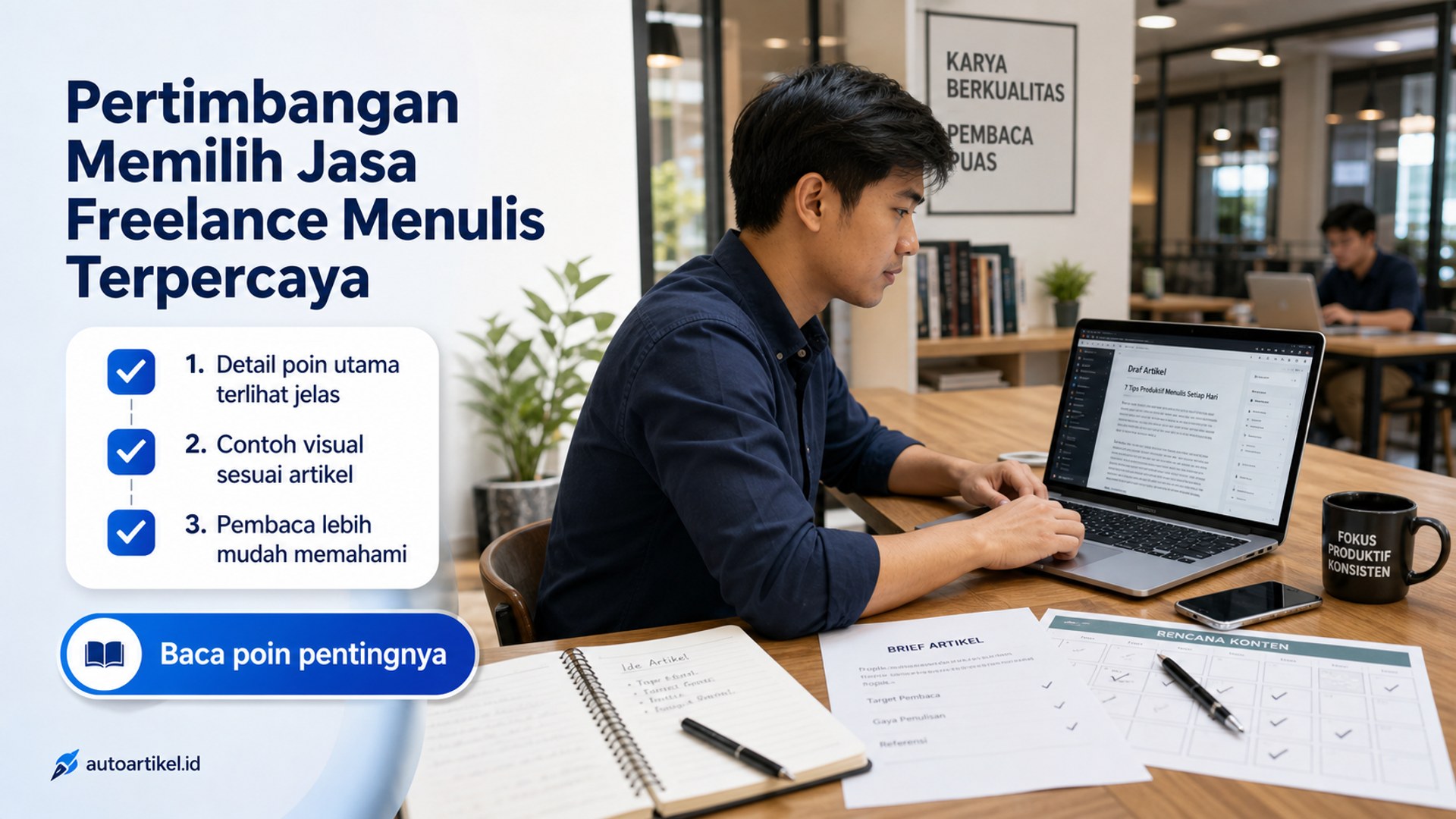 Ilustrasi auto artikel - Pertimbangan Memilih Jasa Freelance Menulis Terpercaya