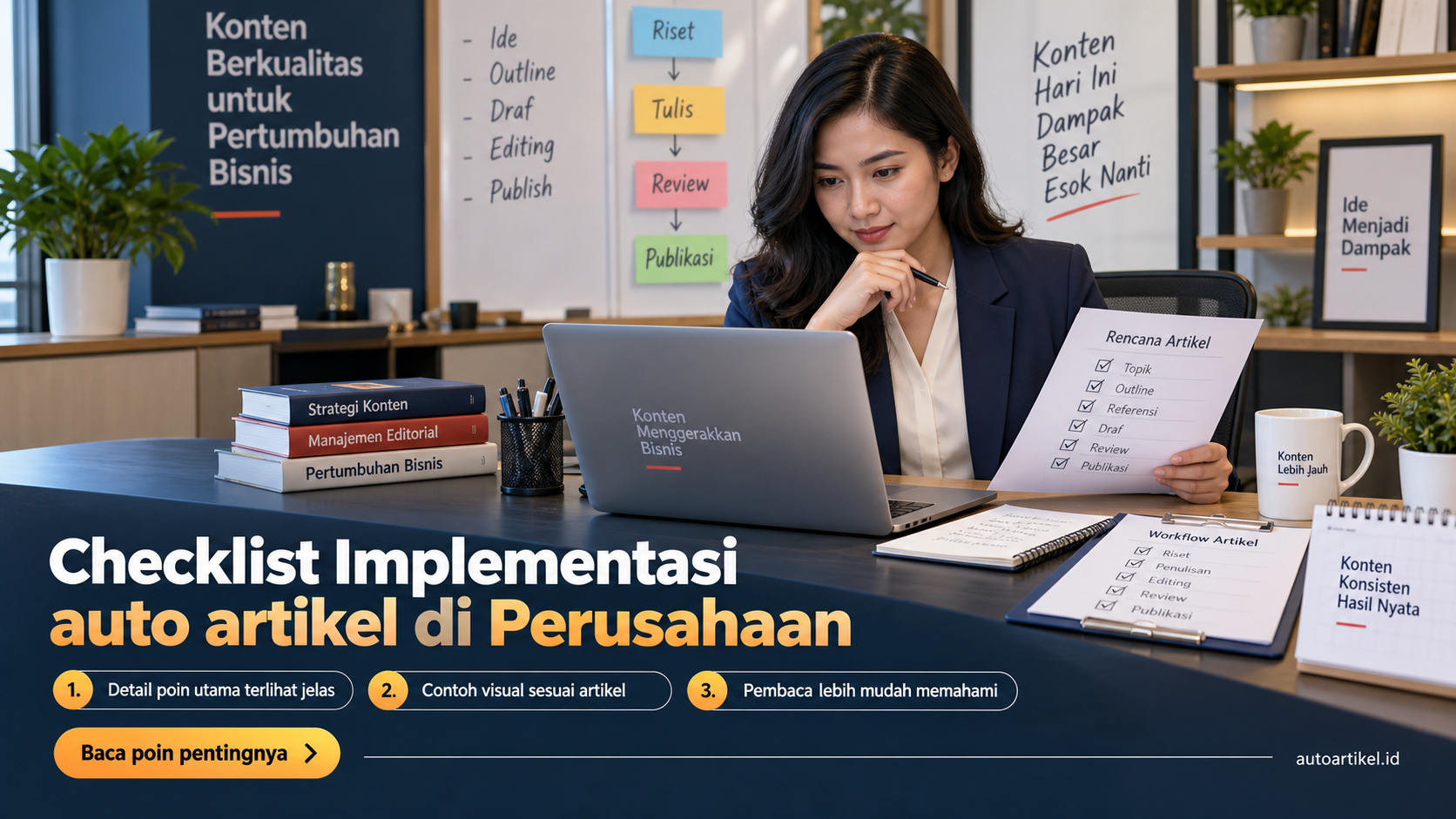 Ilustrasi Checklist Implementasi auto artikel di Perusahaan