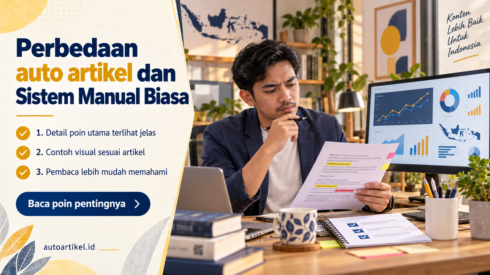 Ilustrasi Perbedaan auto artikel dan Sistem Manual Biasa