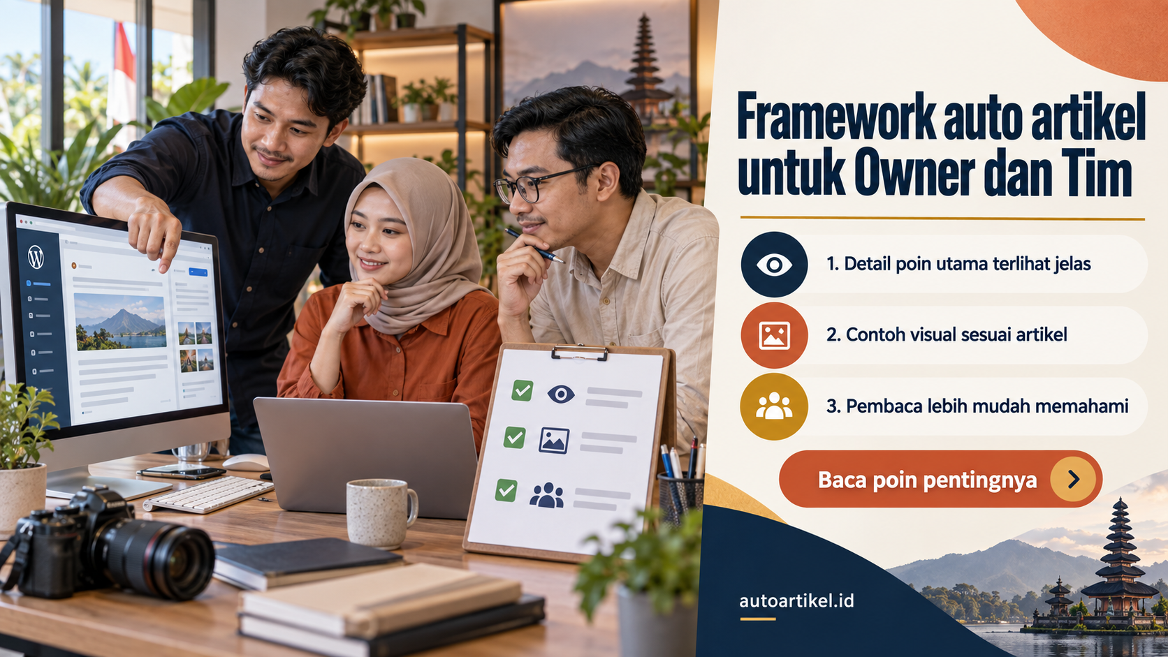 Ilustrasi Framework auto artikel untuk Owner dan Tim