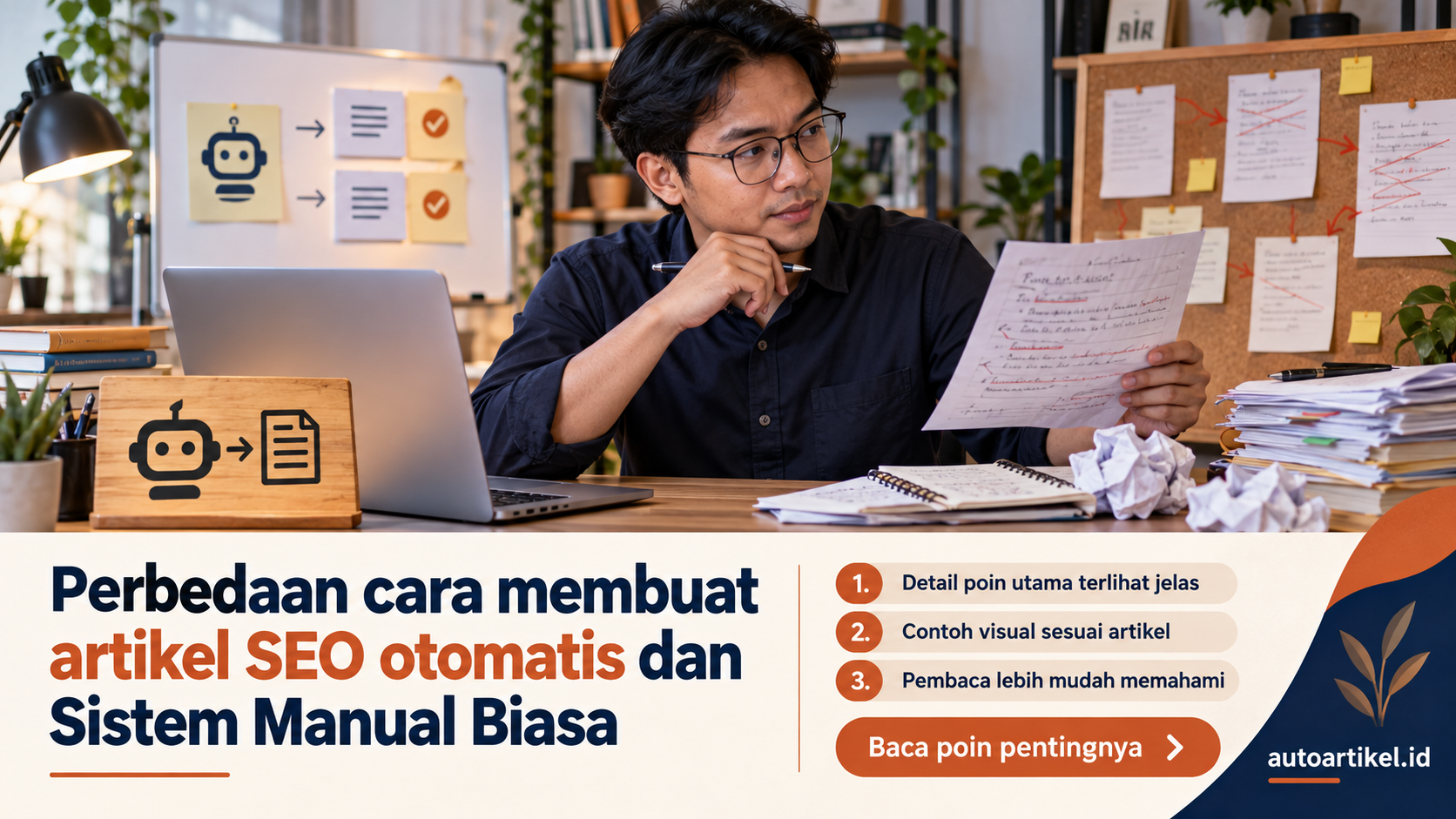 Ilustrasi auto artikel - Perbedaan cara membuat artikel SEO otomatis dan Sistem Manual Biasa