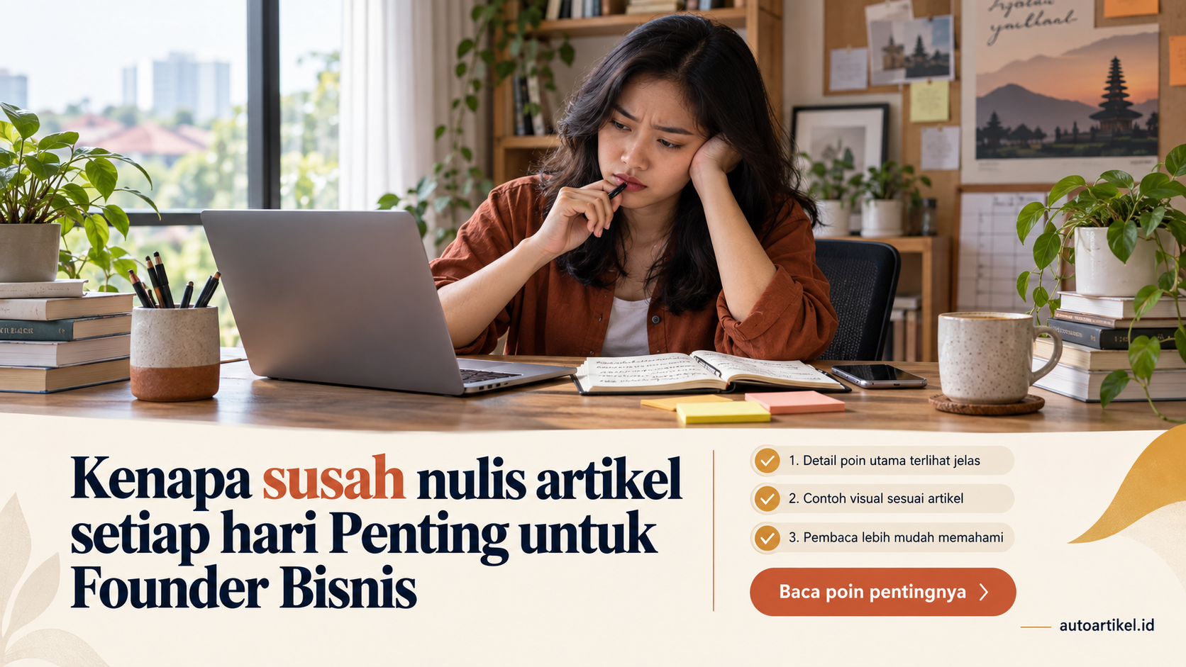 Ilustrasi auto artikel - Kenapa susah nulis artikel setiap hari Penting untuk Founder Bisnis